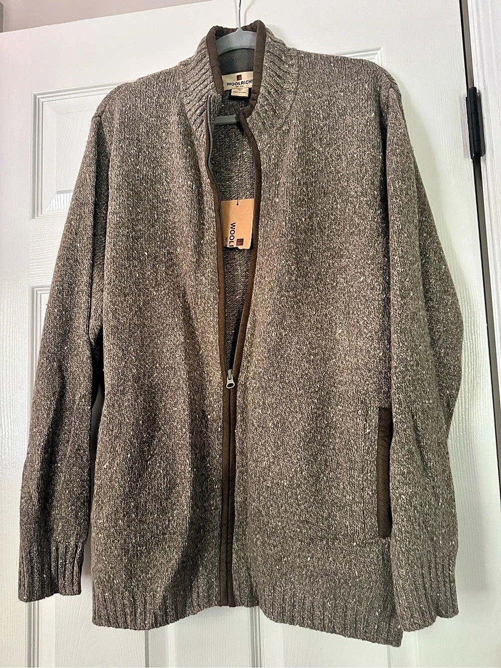 Woolrich Shalib Heather Men's Zip-Up Sweater Brown/Grey XL NWT